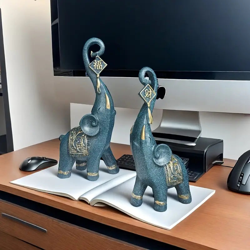 Estatuetas Elefantes da Fortuna - 2 Peças - Neohousi