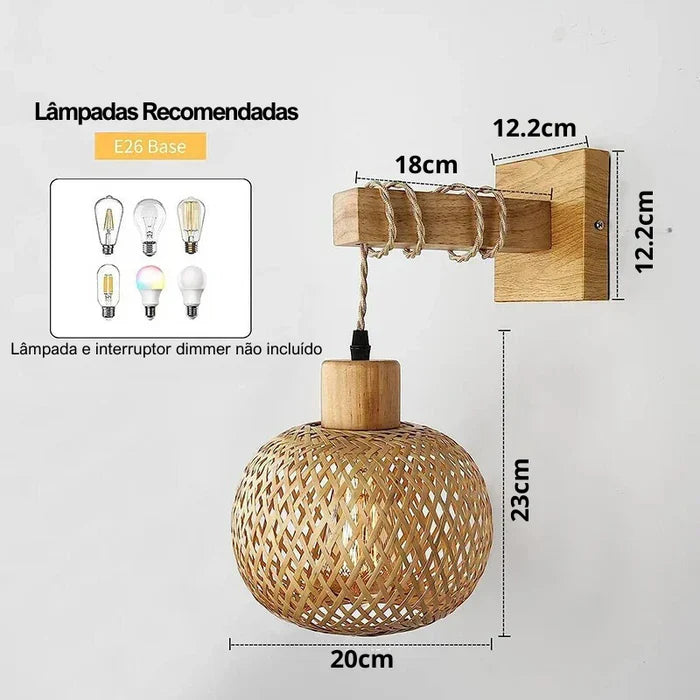 Arandela de Parede em Bambu Natural - Neohousi