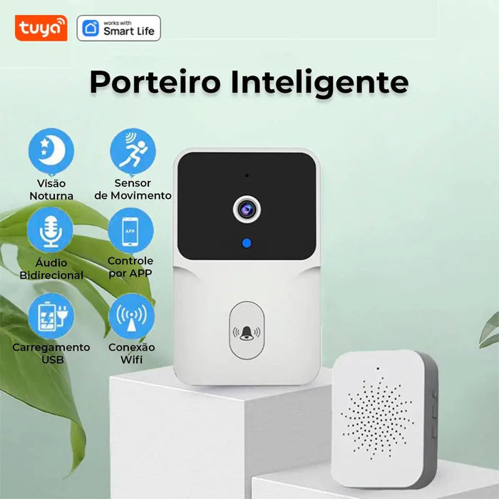 Campainha Com Câmera Vídeo Porteiro Sem Fio Wi-Fi HD Inteligente - Neohousi