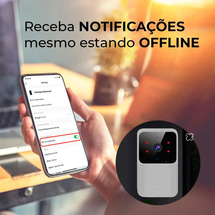 Campainha Com Câmera Vídeo Porteiro Sem Fio Wi-Fi HD Inteligente - Neohousi