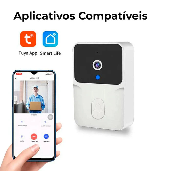 Campainha Com Câmera Vídeo Porteiro Sem Fio Wi-Fi HD Inteligente - Neohousi