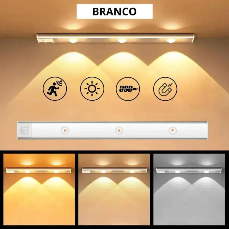 Luminária Led Inteligente com Sensor Noturno de Movimento 3 Cores - Neohousi