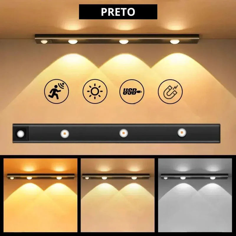 Luminária Led Inteligente com Sensor Noturno de Movimento 3 Cores - Neohousi
