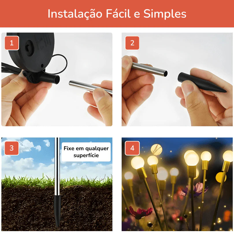 Luz Solar de Led Efeito Vagalume para Jardim - Neohousi