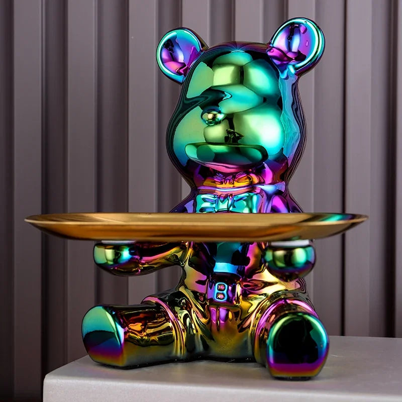 Escultura Decorativa Urso com Bandeja - Neohousi