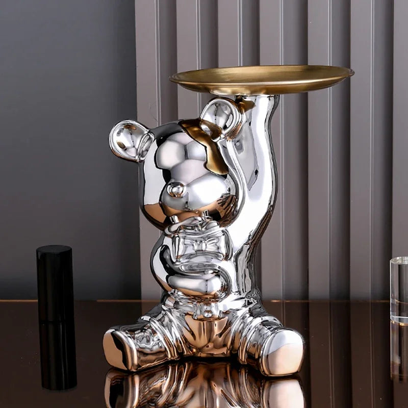 Escultura Decorativa Urso com Bandeja - Neohousi