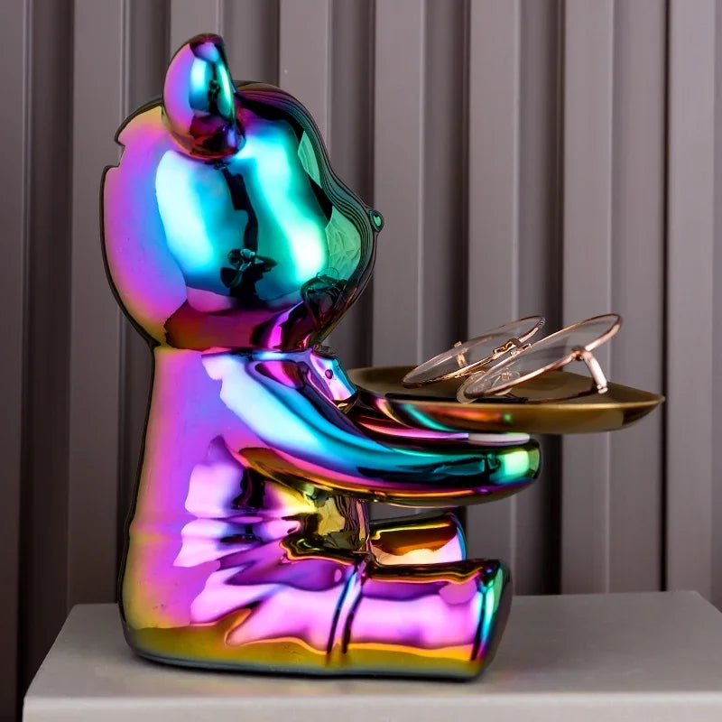 Escultura Decorativa Urso com Bandeja - Neohousi