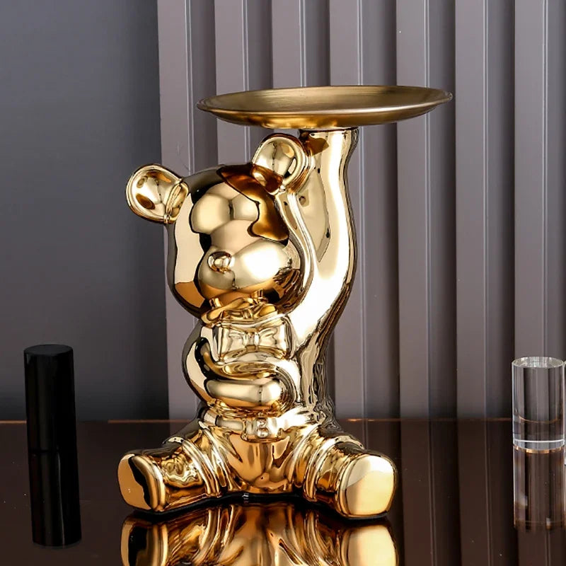 Escultura Decorativa Urso com Bandeja - Neohousi