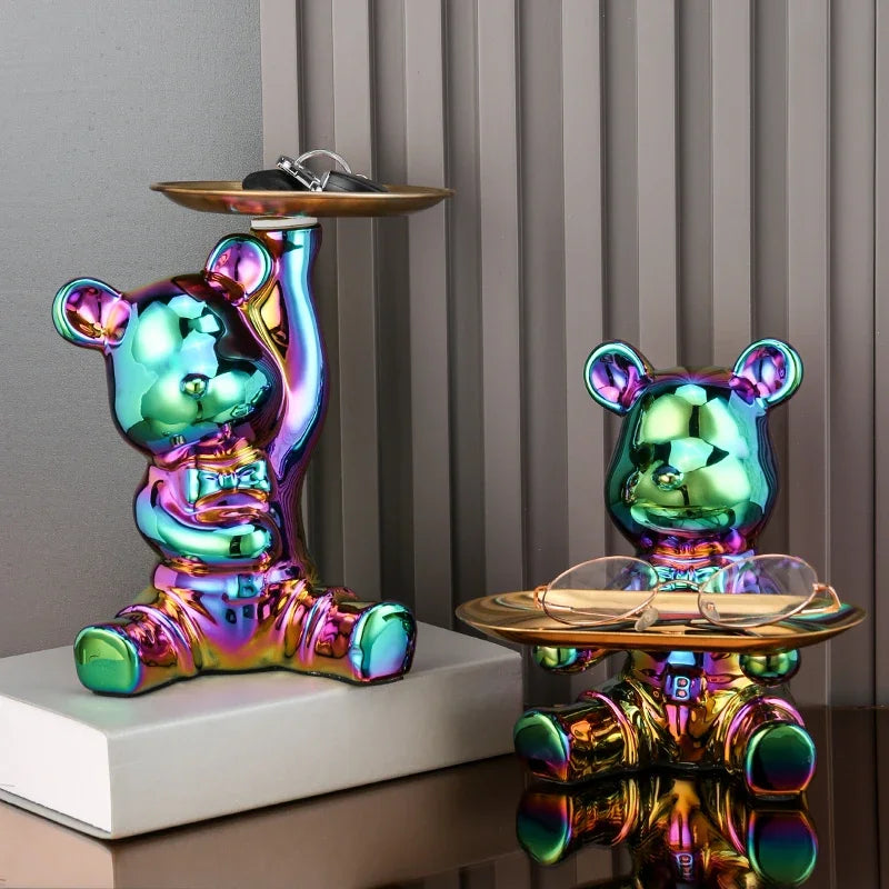 Escultura Decorativa Urso com Bandeja - Neohousi