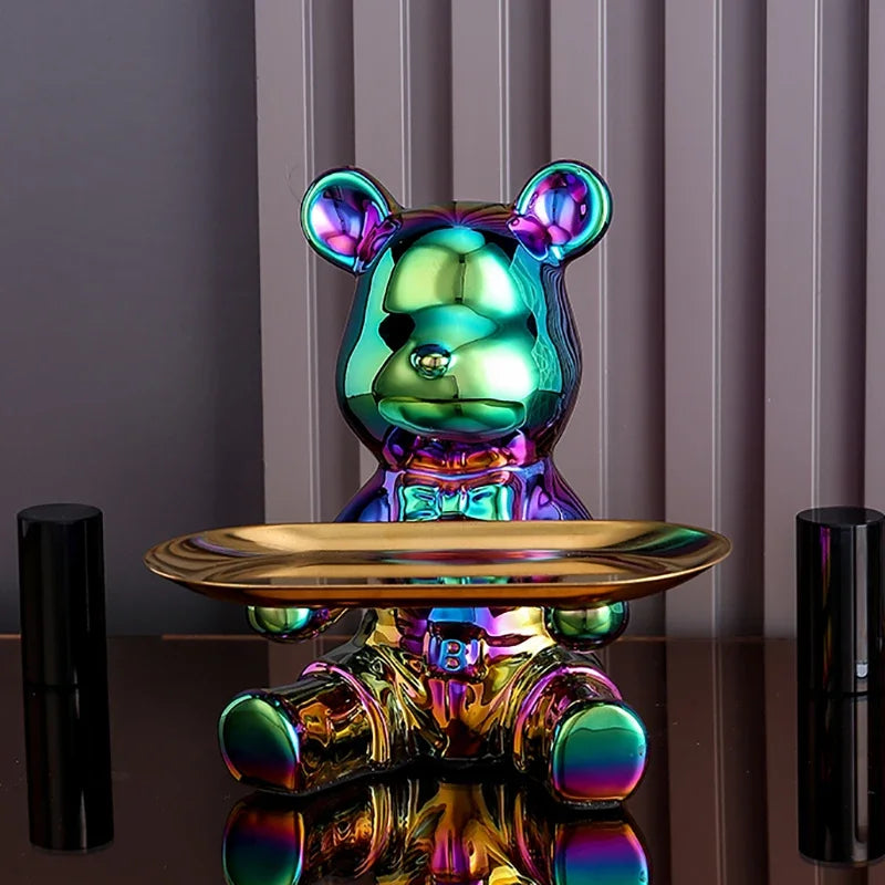 Escultura Decorativa Urso com Bandeja - Neohousi
