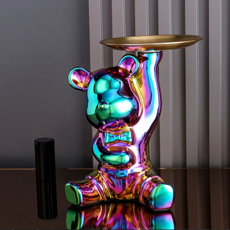 Escultura Decorativa Urso com Bandeja - Neohousi