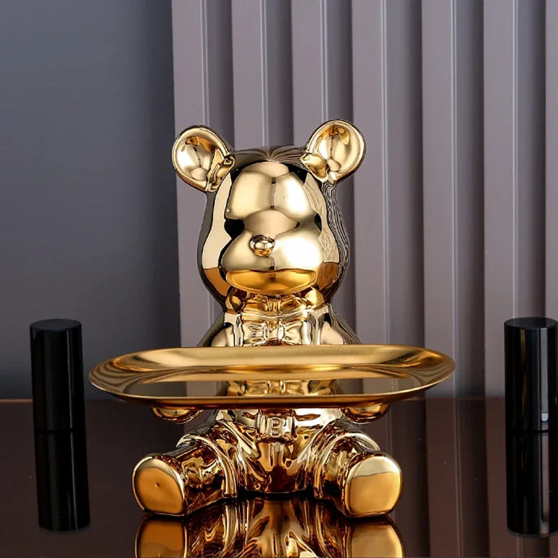 Escultura Decorativa Urso com Bandeja - Neohousi