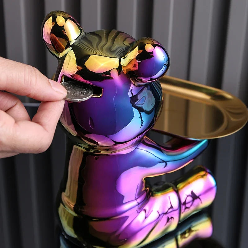 Escultura Decorativa Urso com Bandeja - Neohousi