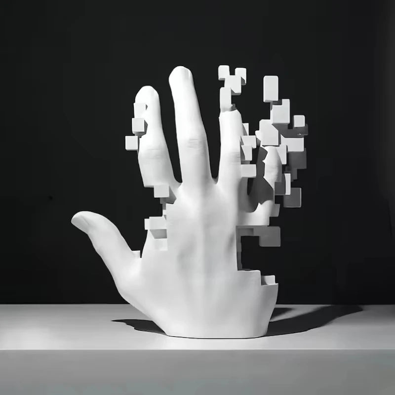 Escultura Mão em Mosaico – Arte em Resina com Design Abstrato - Neohousi