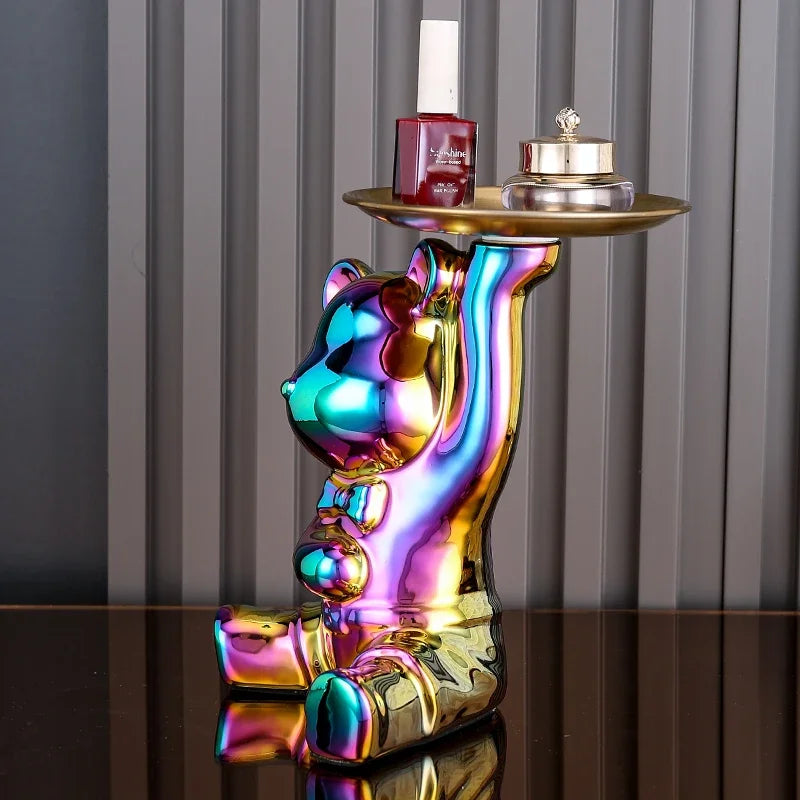 Escultura Decorativa Urso com Bandeja - Neohousi