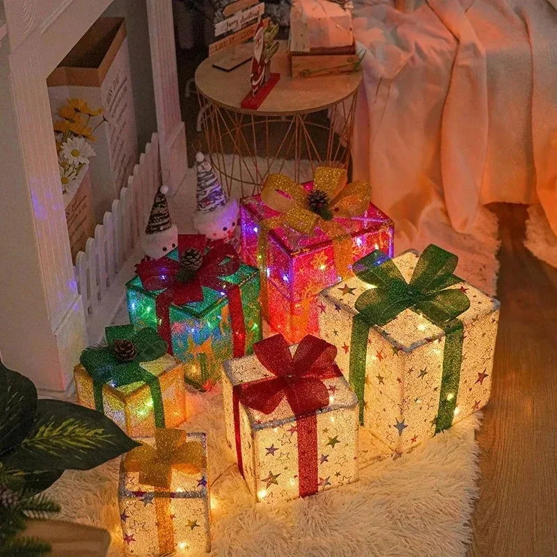 Caixa de Presente Iluminada com Laço para Decoração - Neohousi