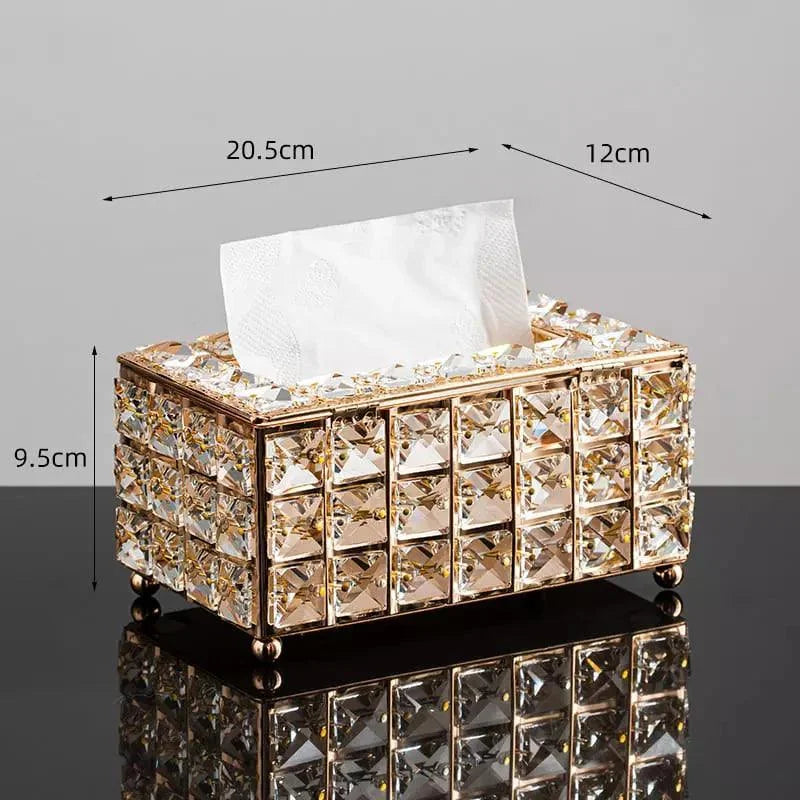 Caixa porta-lenço de papel dourada em cristal e acrílico, Neohousi