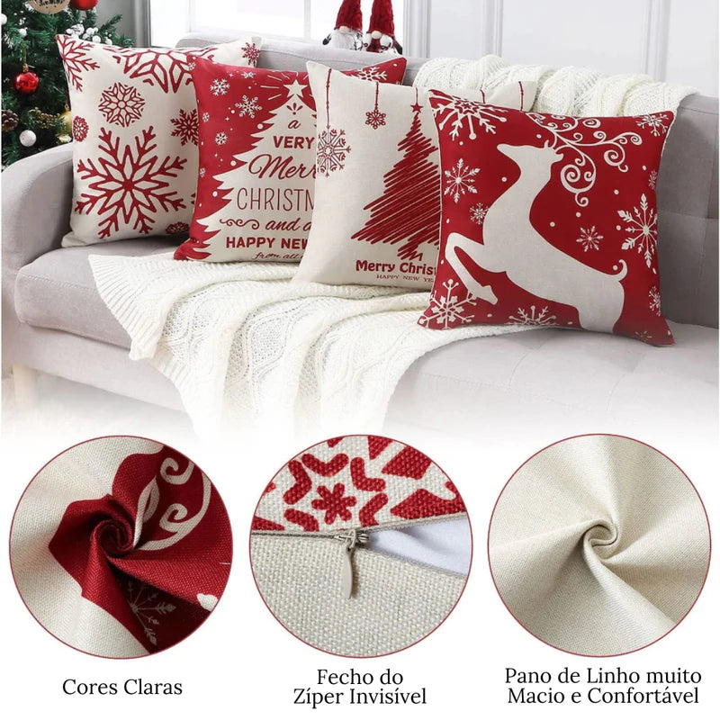 Capas de Almofada Natalinas Kit 4 Peças - Neohousi