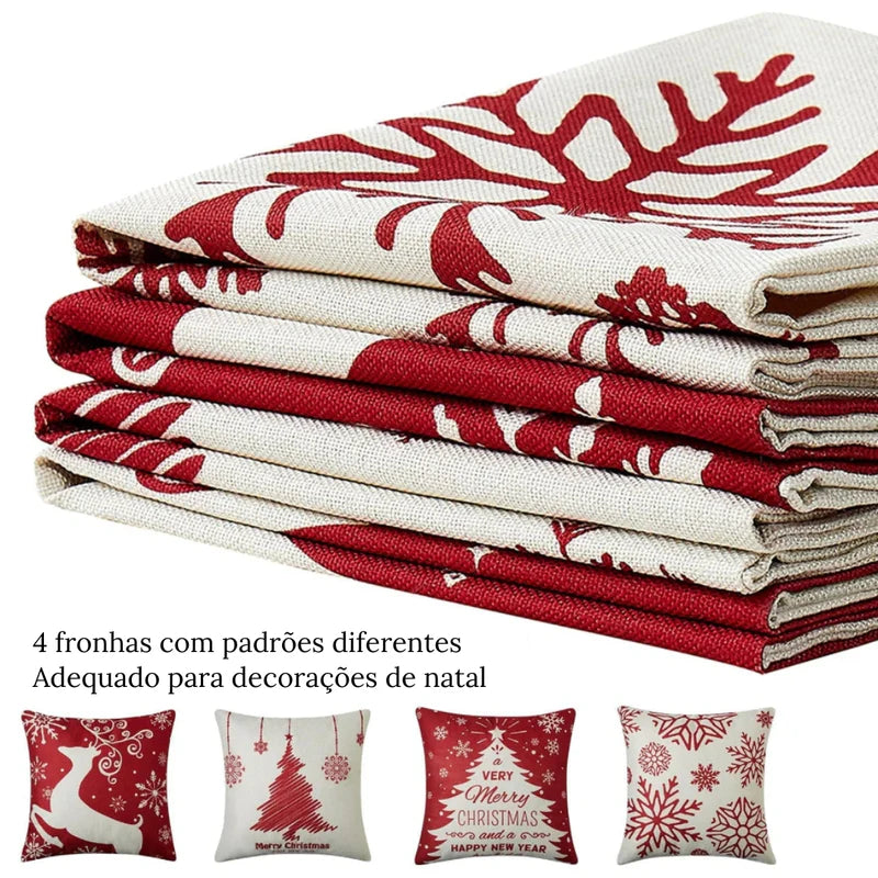Capas de Almofada Natalinas Kit 4 Peças - Neohousi