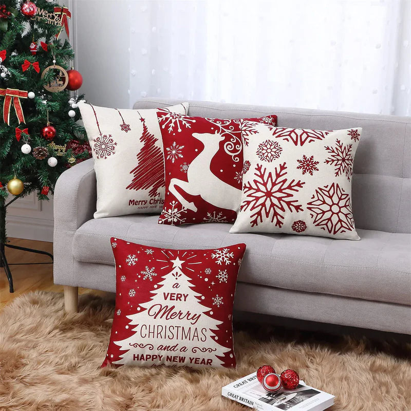 Capas de Almofada Natalinas Kit 4 Peças - Neohousi
