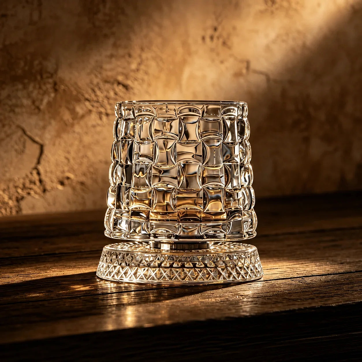 Copo de whisky Orbis na lapidação trama, com faixas entrelaçadas em relevo no cristal