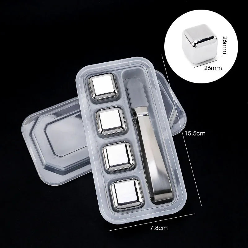Cubos de Gelo Aço Inox Prateado com Pegador Neohousi - Neohousi