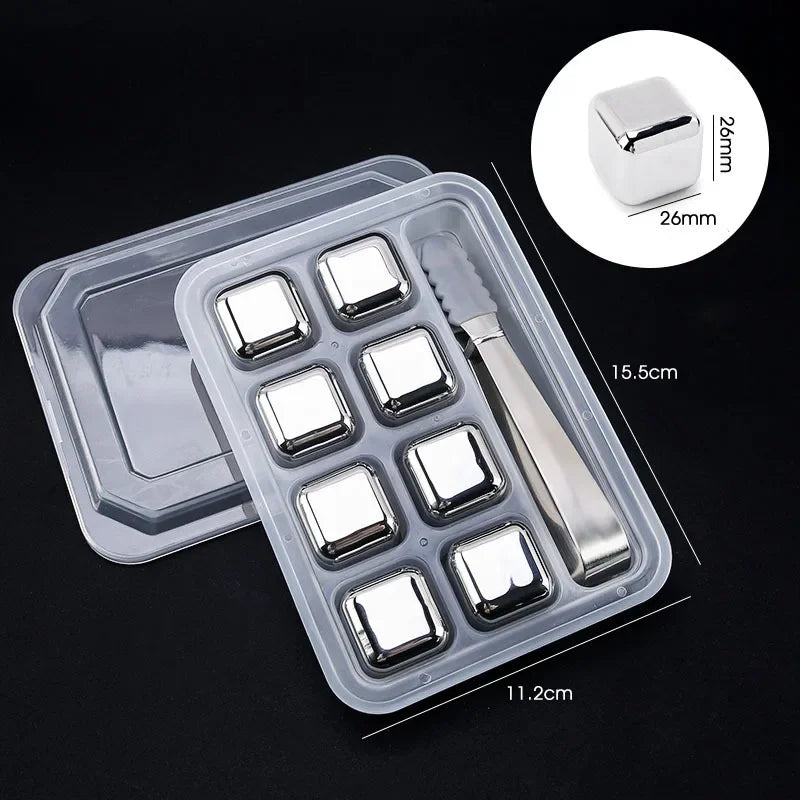 Cubos de Gelo Aço Inox Prateado com Pegador Neohousi - Neohousi