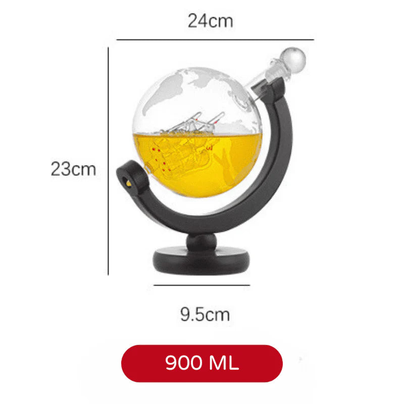 Decanter Whisky Globo Conjunto Recipiente de Vidro - Neohousi
