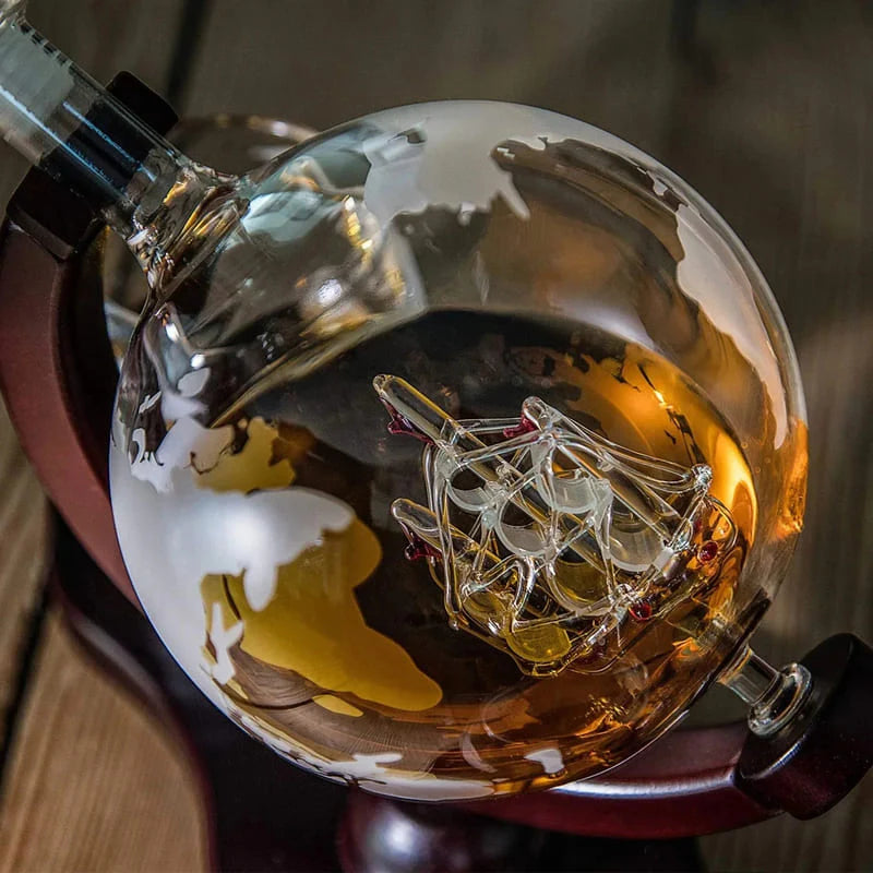 Decanter Whisky Globo Conjunto Recipiente de Vidro - Neohousi