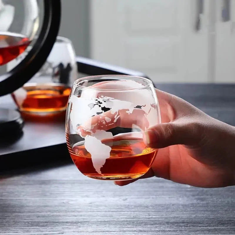 Decanter Whisky Globo Conjunto Recipiente de Vidro - Neohousi