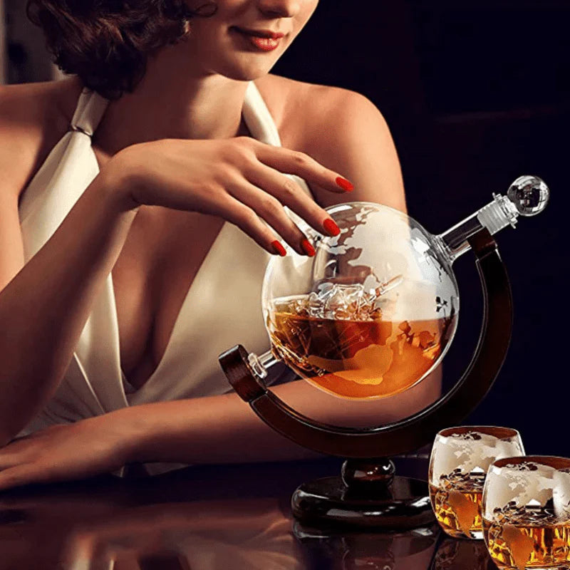 Decanter Whisky Globo Conjunto Recipiente de Vidro - Neohousi