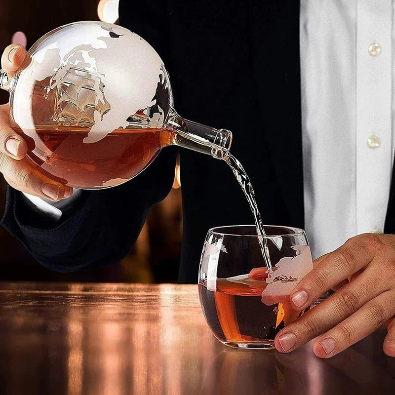 Decanter Whisky Globo Conjunto Recipiente de Vidro - Neohousi