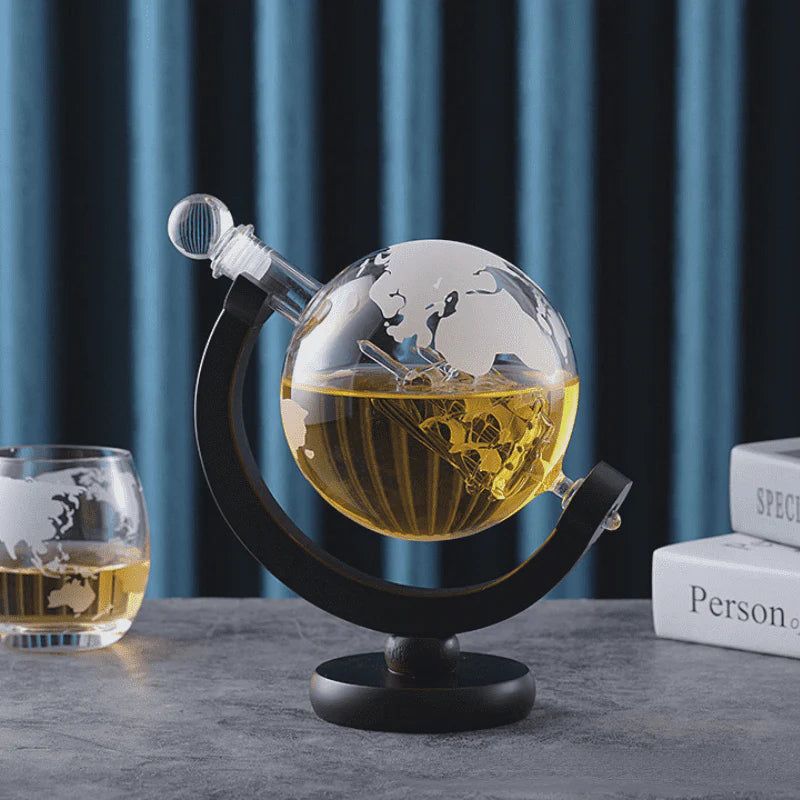 Decanter Whisky Globo Conjunto Recipiente de Vidro - Neohousi