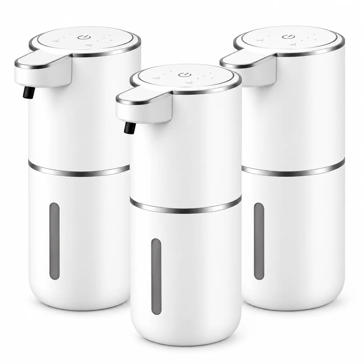 Kit com 3 dispensers automáticos de sabonete em espuma Aera brancos