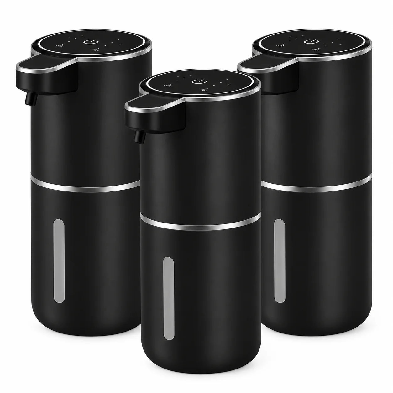 Kit com 3 dispensers automáticos de sabonete em espuma Aera pretos