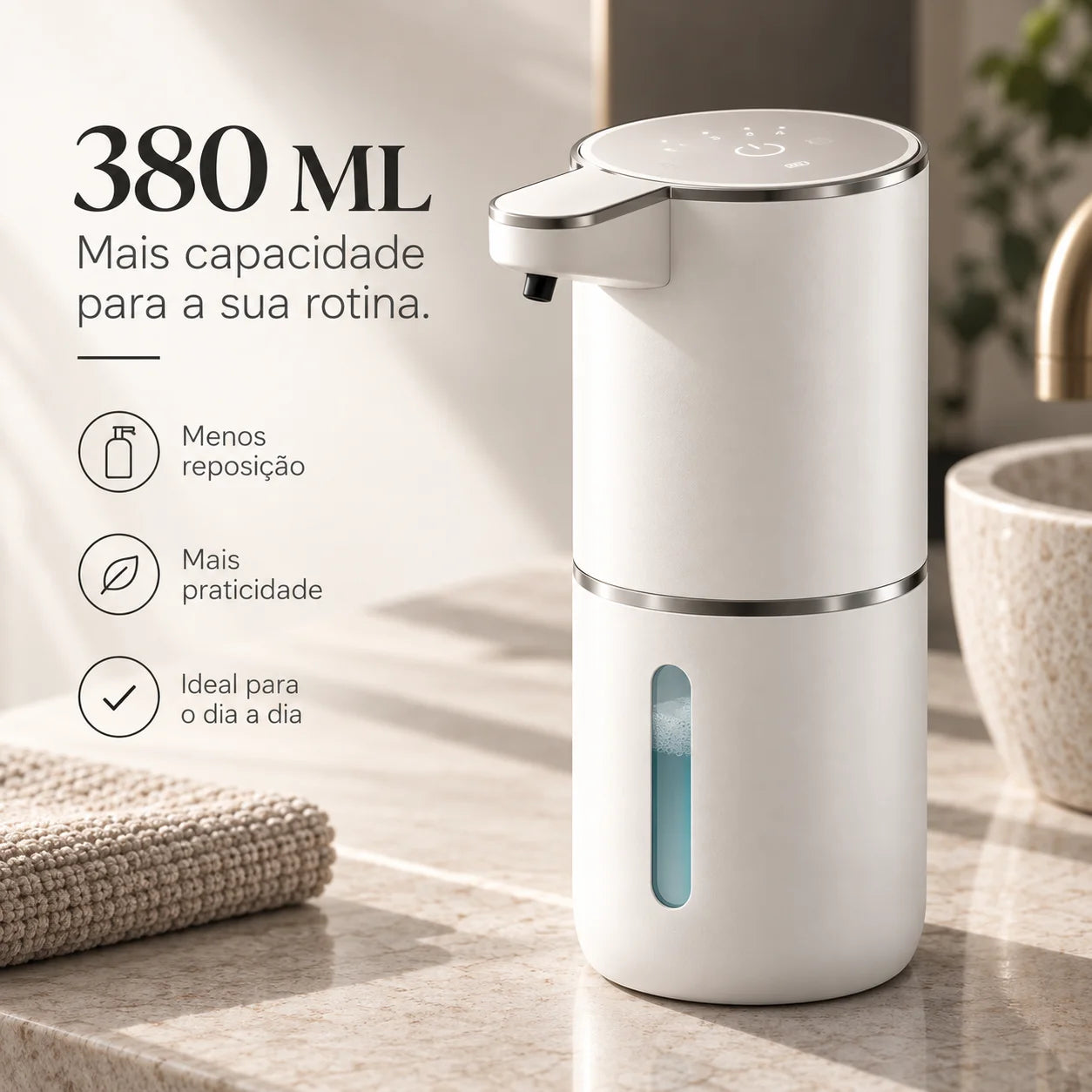 Reservatório de 380 ml do dispenser automático de sabonete em espuma Aera