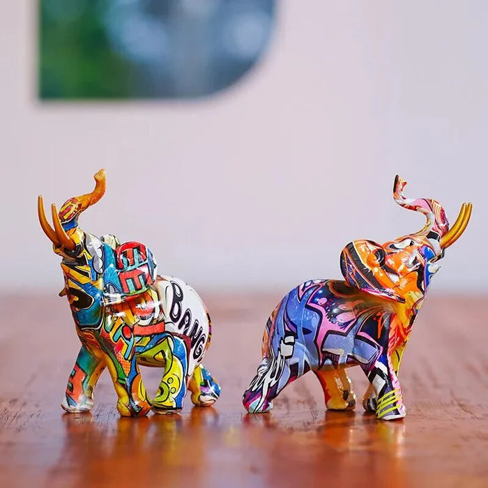 Escultura Decorativa Elefante Graffiti - Neohousi