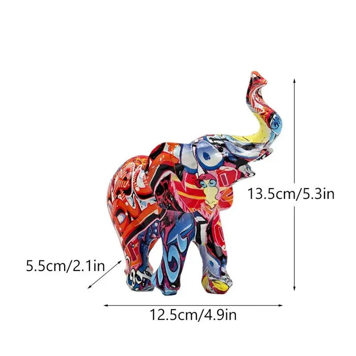 Escultura Decorativa Elefante Graffiti - Neohousi