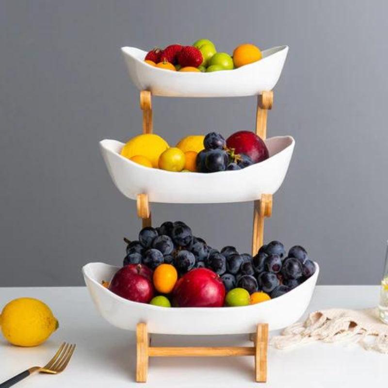 Fruteira de Mesa Moderna em Bambu - 2 a 3 Andares - Neohousi