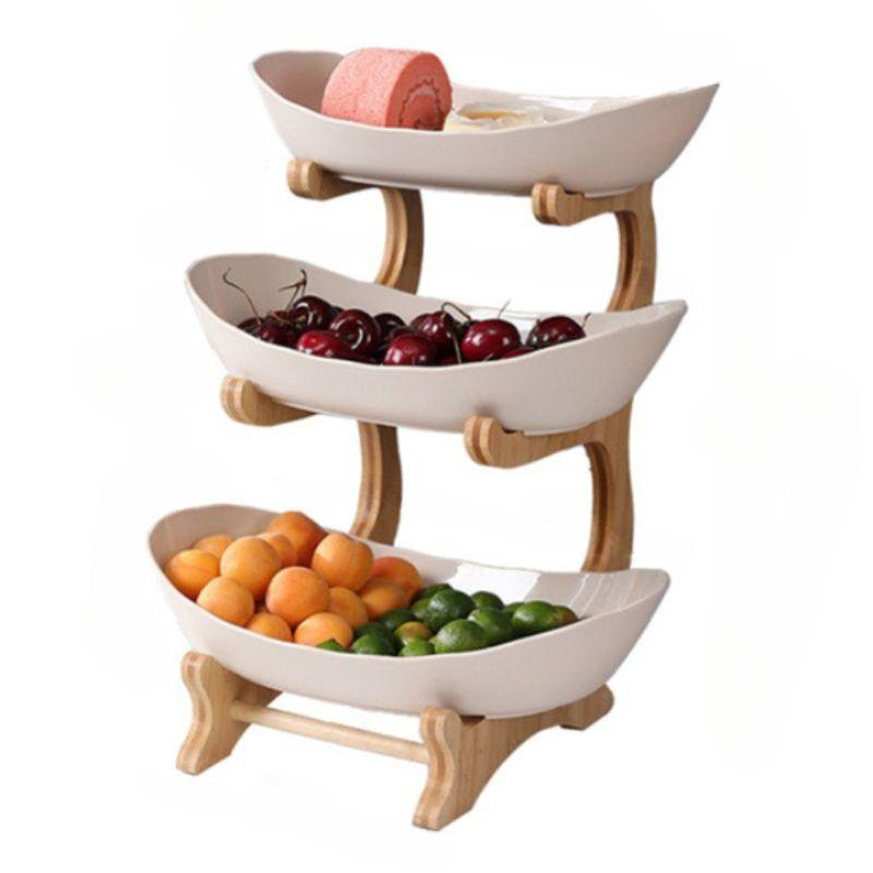 Fruteira de Mesa Moderna em Bambu - 2 a 3 Andares - Neohousi