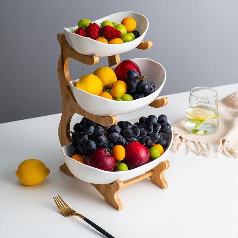 Fruteira de Mesa Moderna em Bambu - 2 a 3 Andares - Neohousi