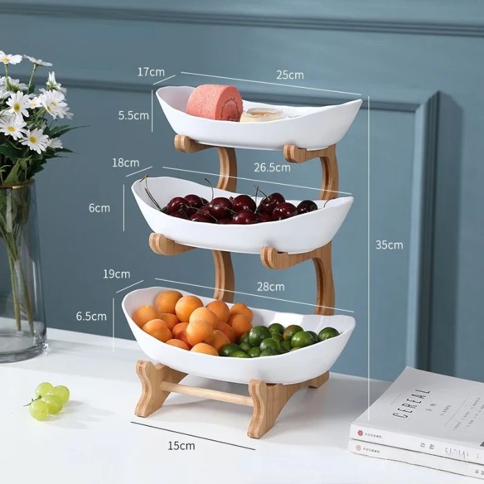 Fruteira de Mesa Moderna em Bambu - 2 a 3 Andares - Neohousi