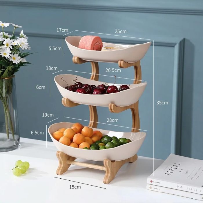 Fruteira de Mesa Moderna em Bambu - 2 a 3 Andares - Neohousi
