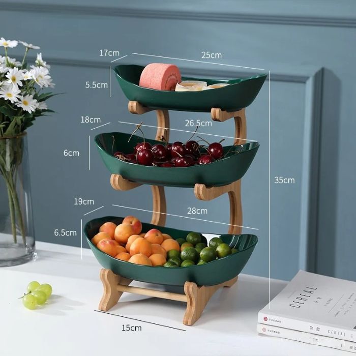 Fruteira de Mesa Moderna em Bambu - 2 a 3 Andares - Neohousi