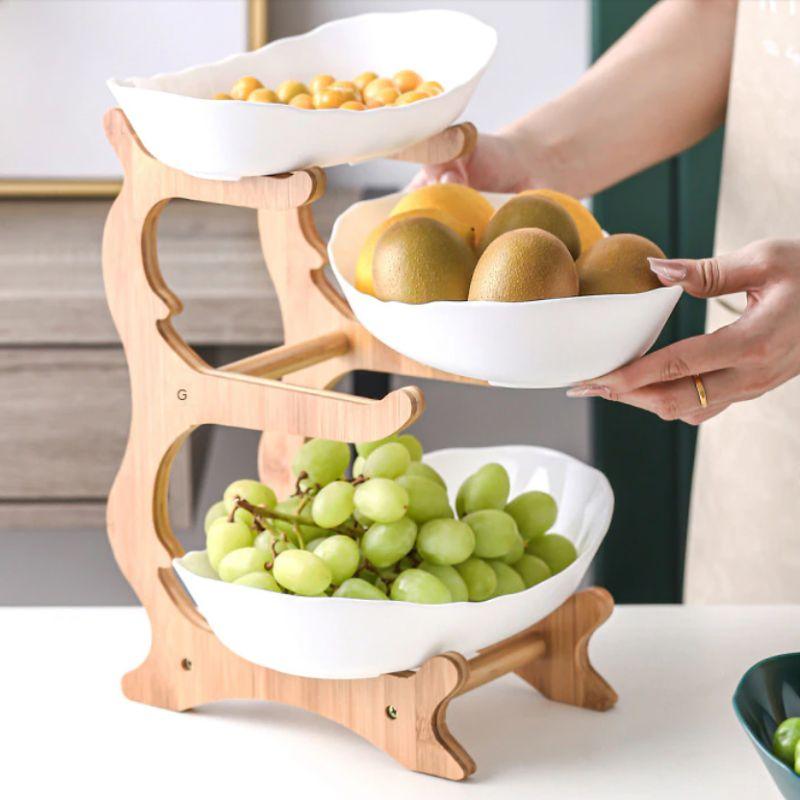 Fruteira de Mesa Moderna em Bambu - 2 a 3 Andares - Neohousi