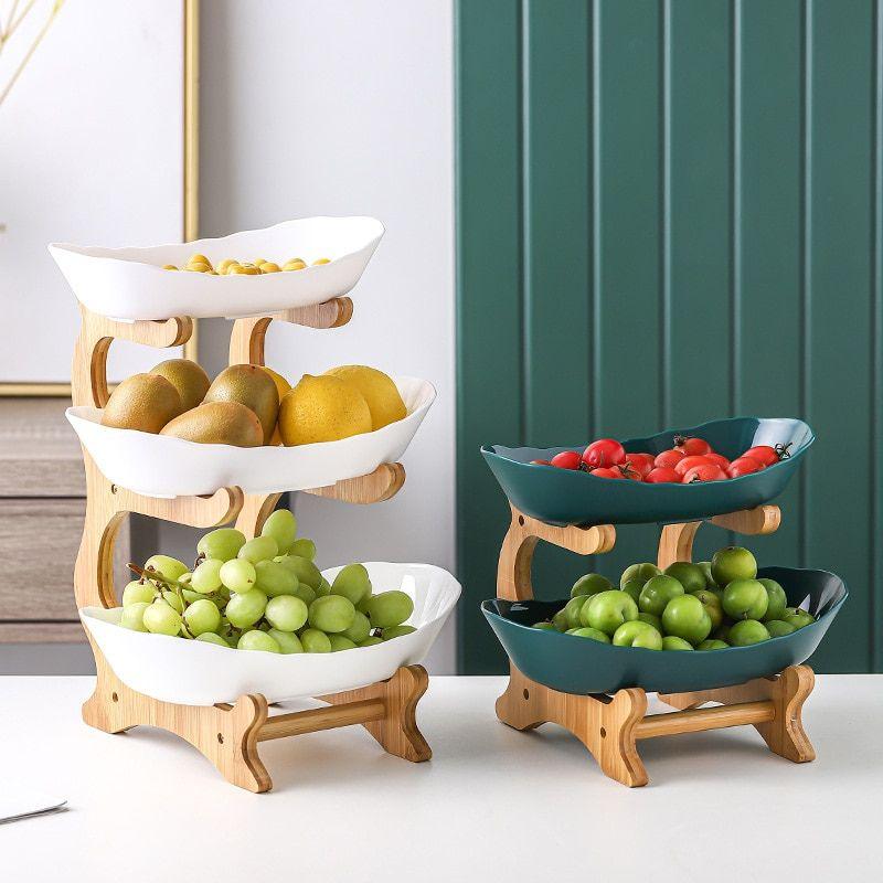 Fruteira de Mesa Moderna em Bambu - 2 a 3 Andares - Neohousi