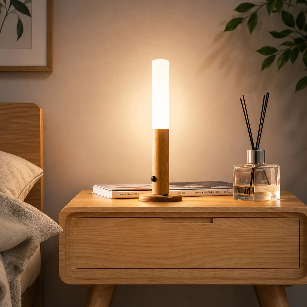 Luminária de Parede Led Inteligente com Sensor e Base Magnética – Madeira