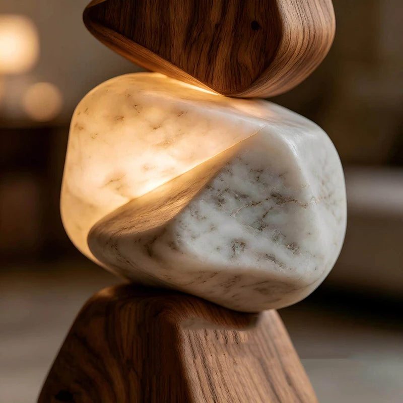 Luminária de Piso Coluna Moderna Orgânica Escultural Cairn