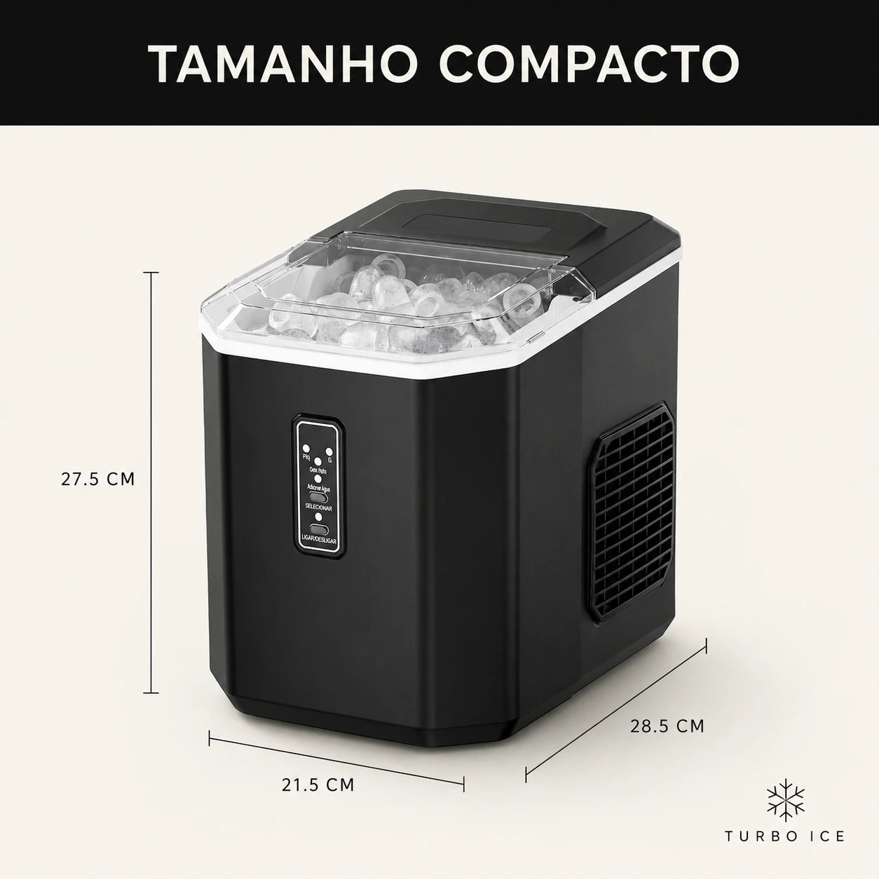 Máquina de Gelo Portátil Turbo Ice para Casa, Bar e Área Gourmet 110V