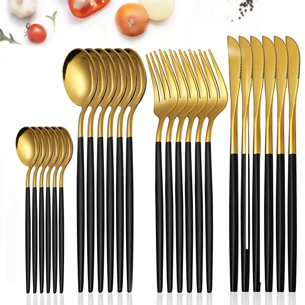 Jogo de Talheres Royal Elegance em Inox - 24 Peças - Neohousi